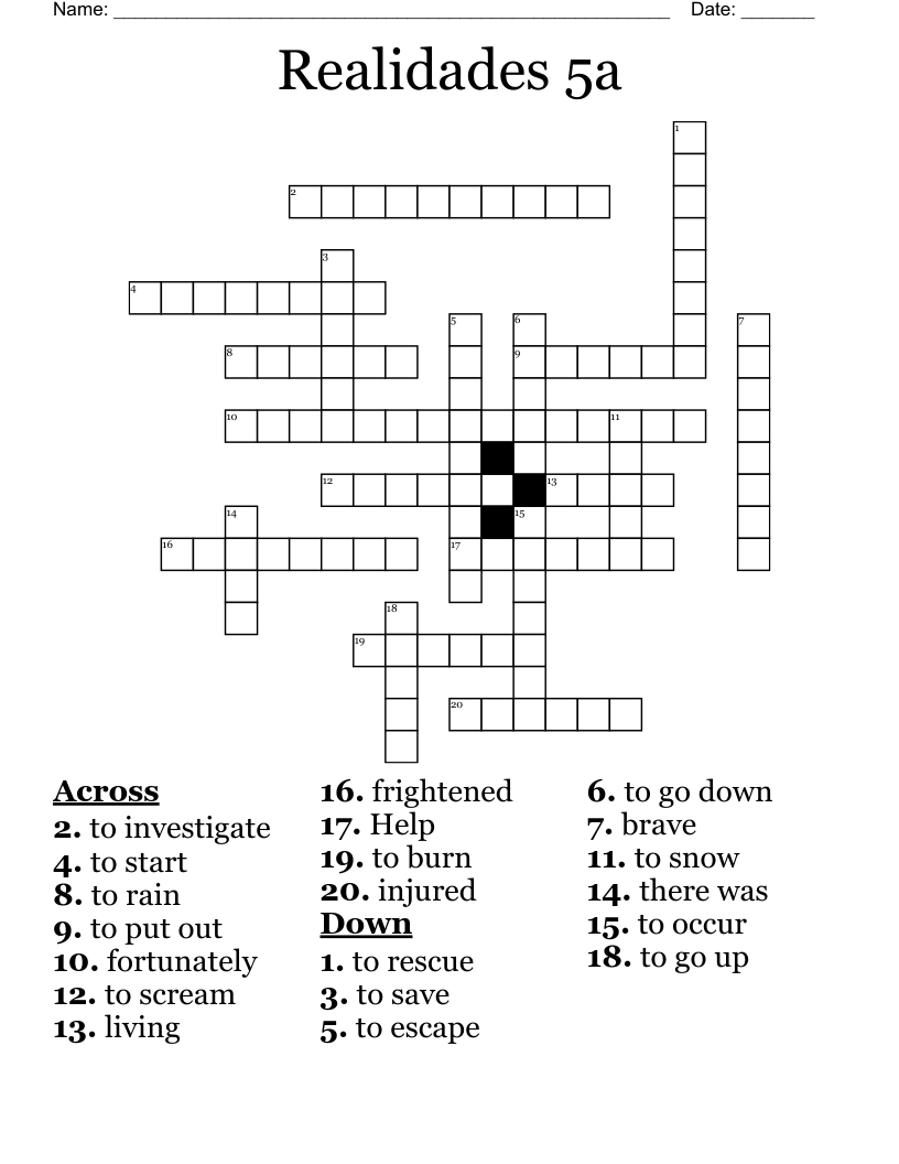 Realidades 5a Crossword