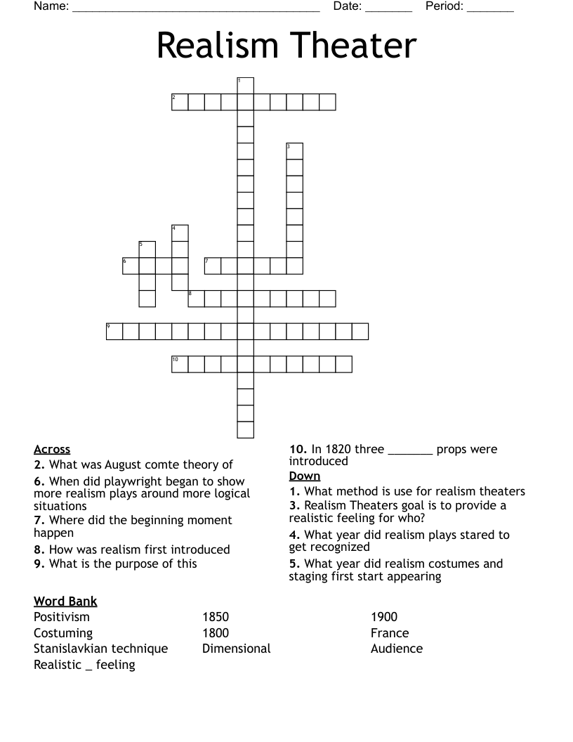 Realism Theater Crossword