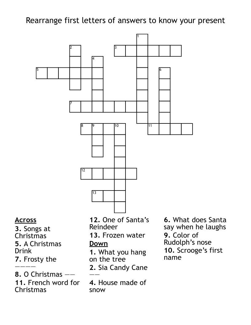 Rearrange first letters of answers to know your present Crossword