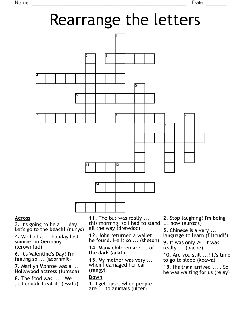 Rearrange the letters Crossword