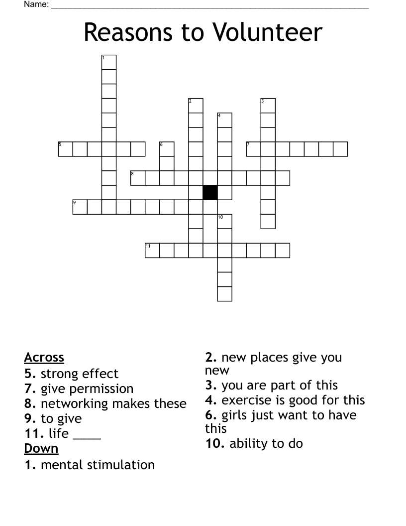 Reasons to Volunteer Crossword