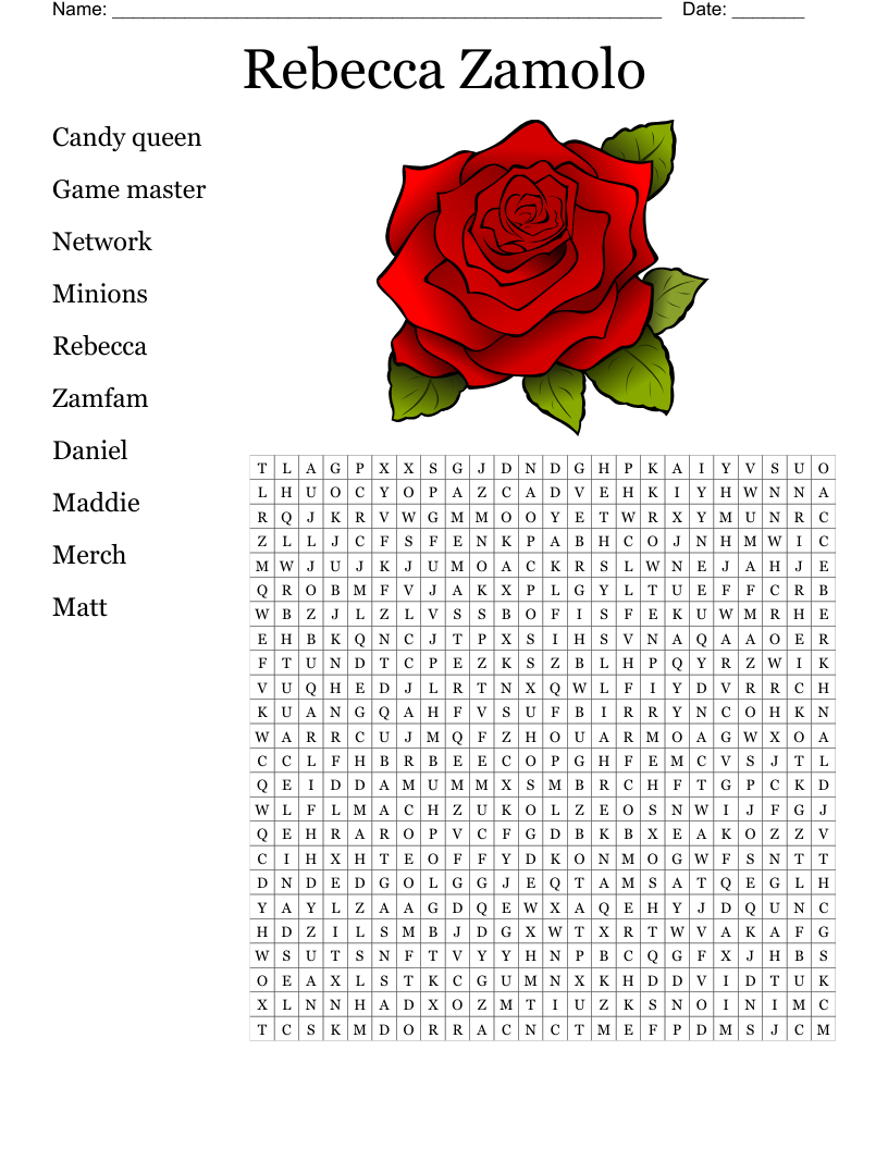 Rebecca Zamolo Word Search