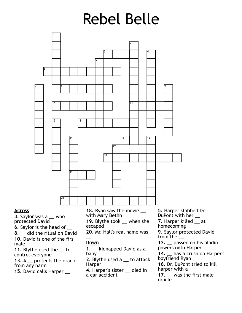 Rebel Belle Crossword