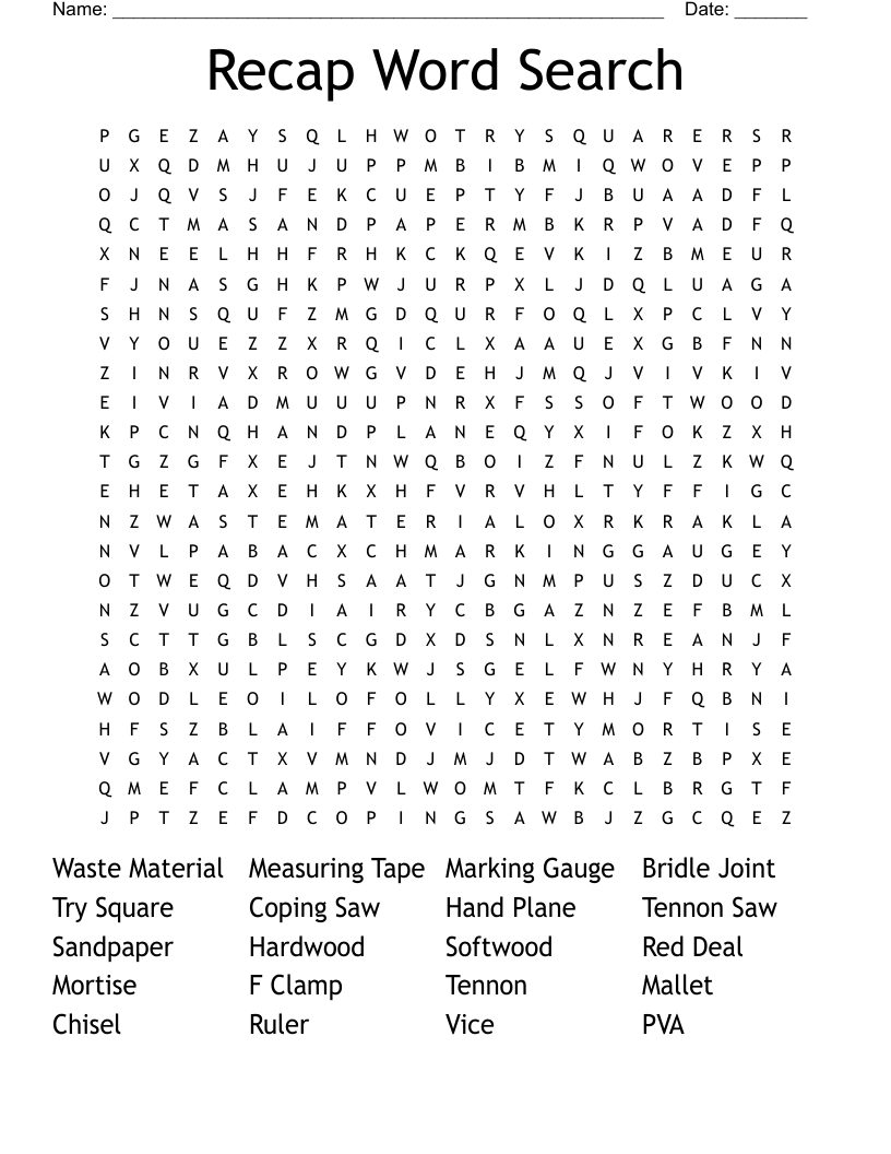 Recap Word Search 