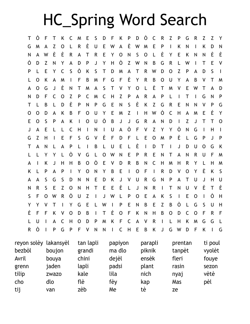 HC_Spring Word Search