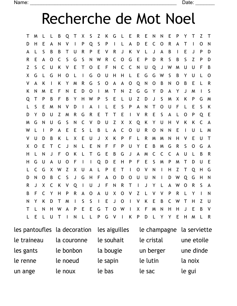 Recherche de Mot Noel Word Search