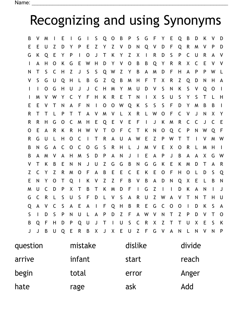 Recognizing and using Synonyms   Word Search