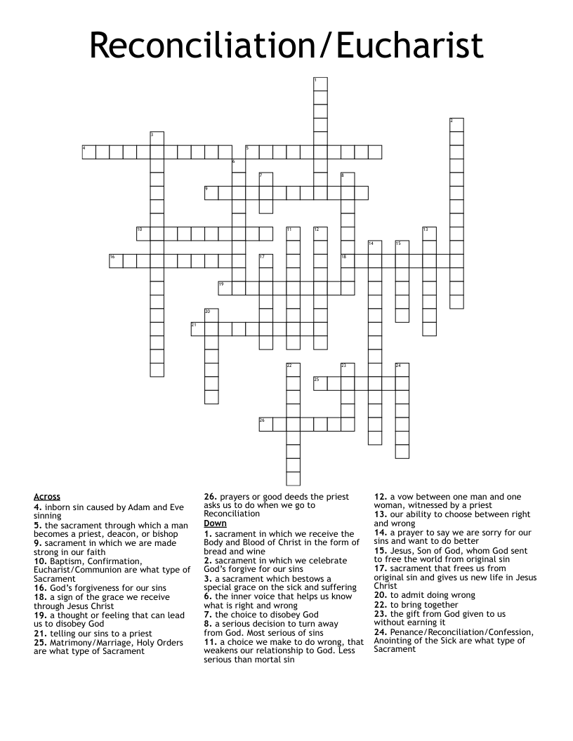 Reconciliation/Eucharist Crossword