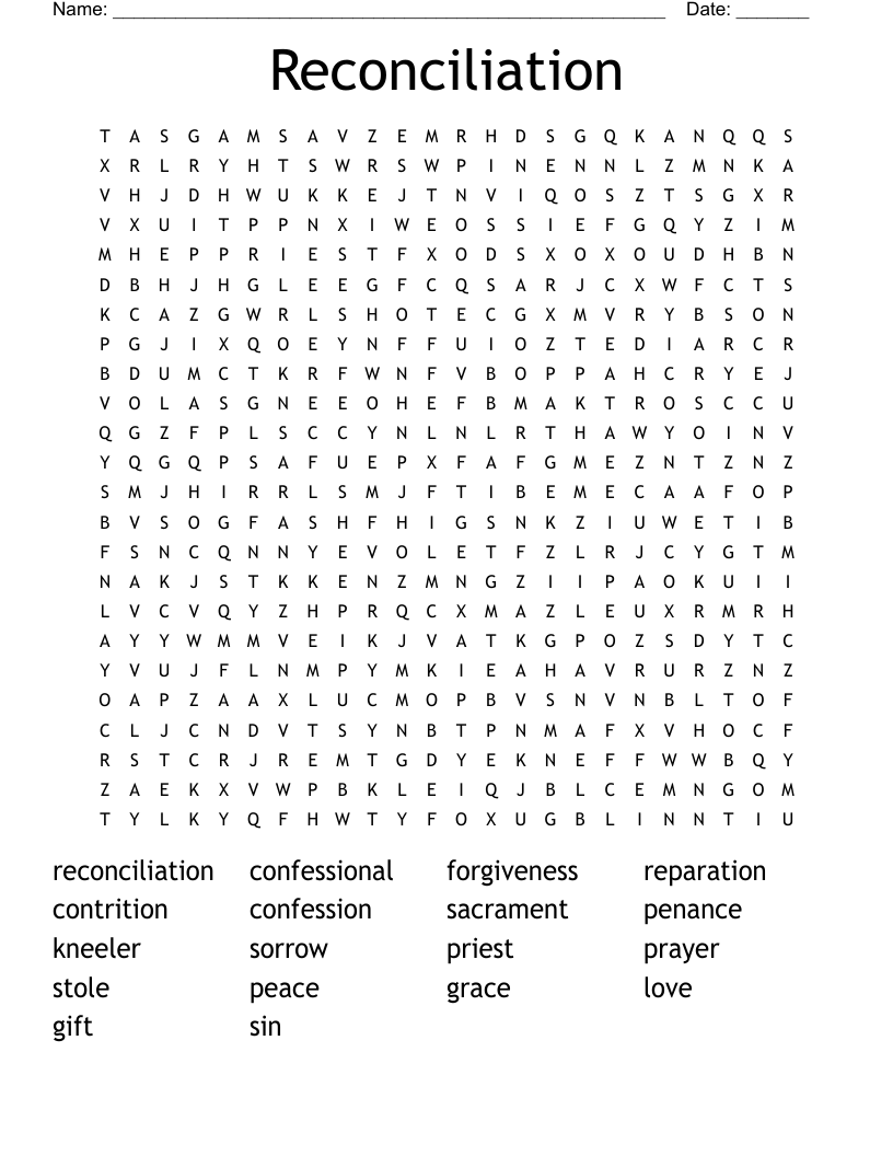 Reconciliation Word Search