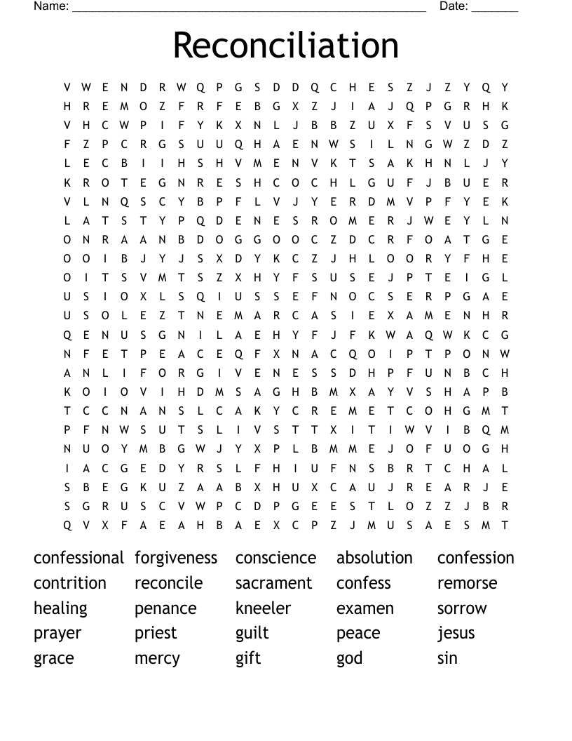 Reconciliation Word Search