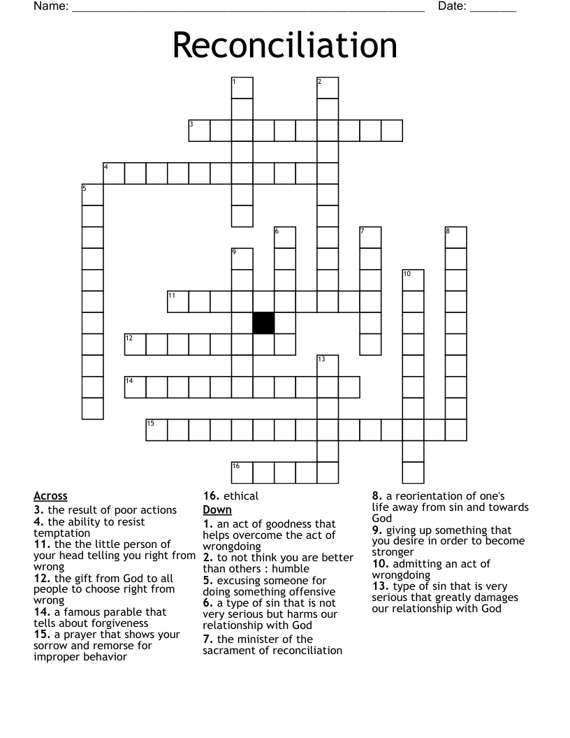 Reconciliation Crossword