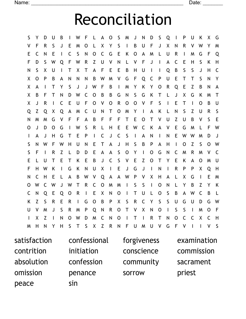 Reconciliation Word Search