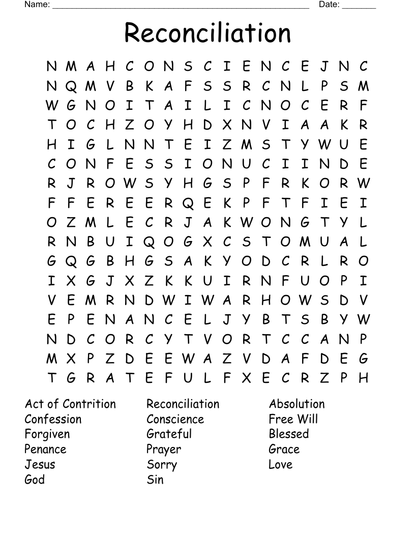 Reconciliation Word Search