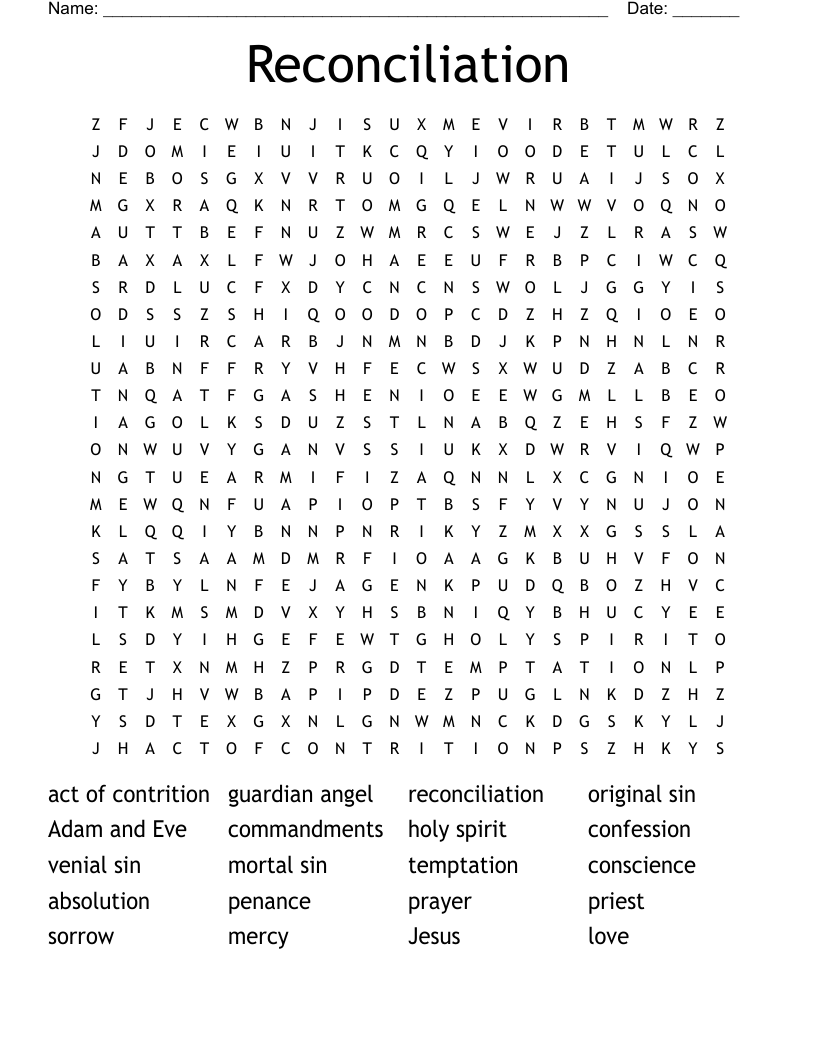 Reconciliation Word Search