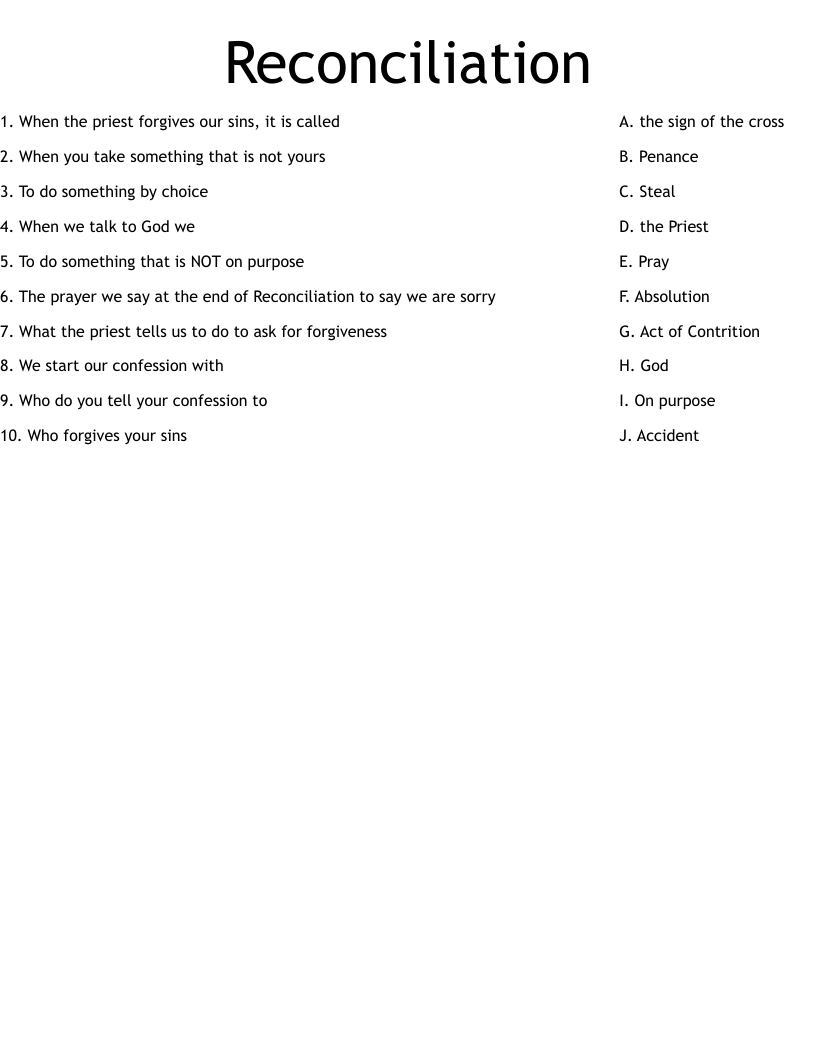 Reconciliation Worksheet