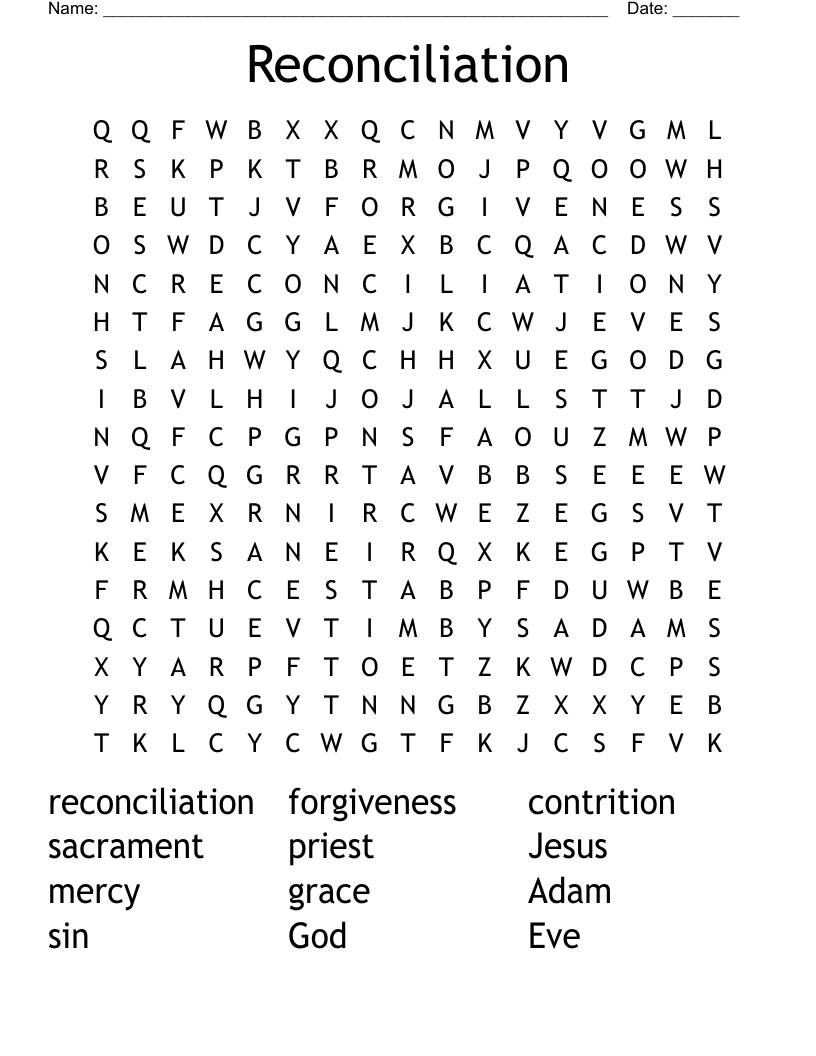 Reconciliation Word Search