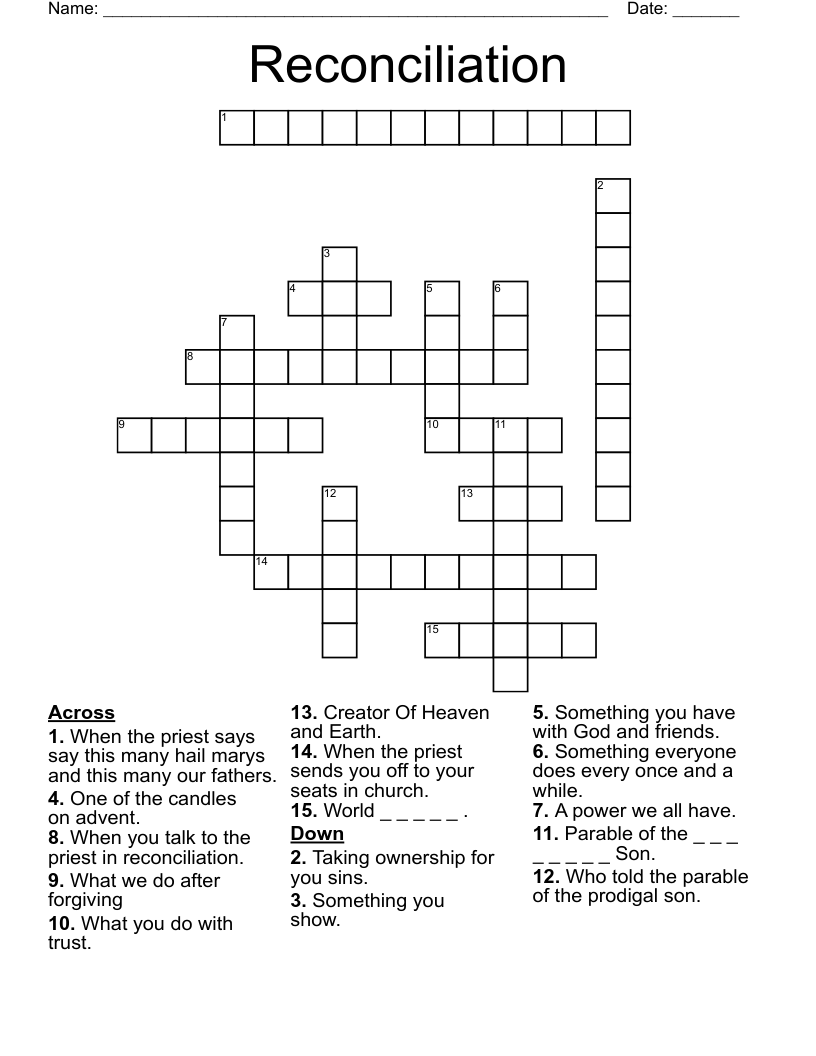 Reconciliation Crossword
