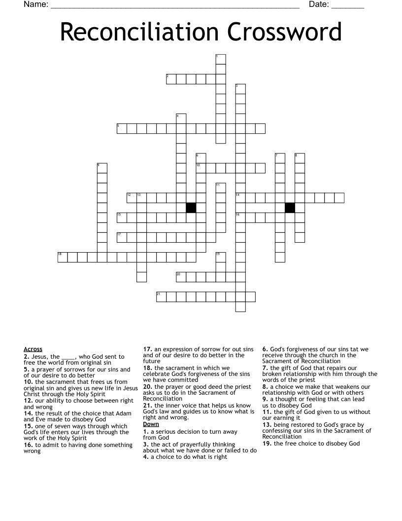 Reconciliation Crossword