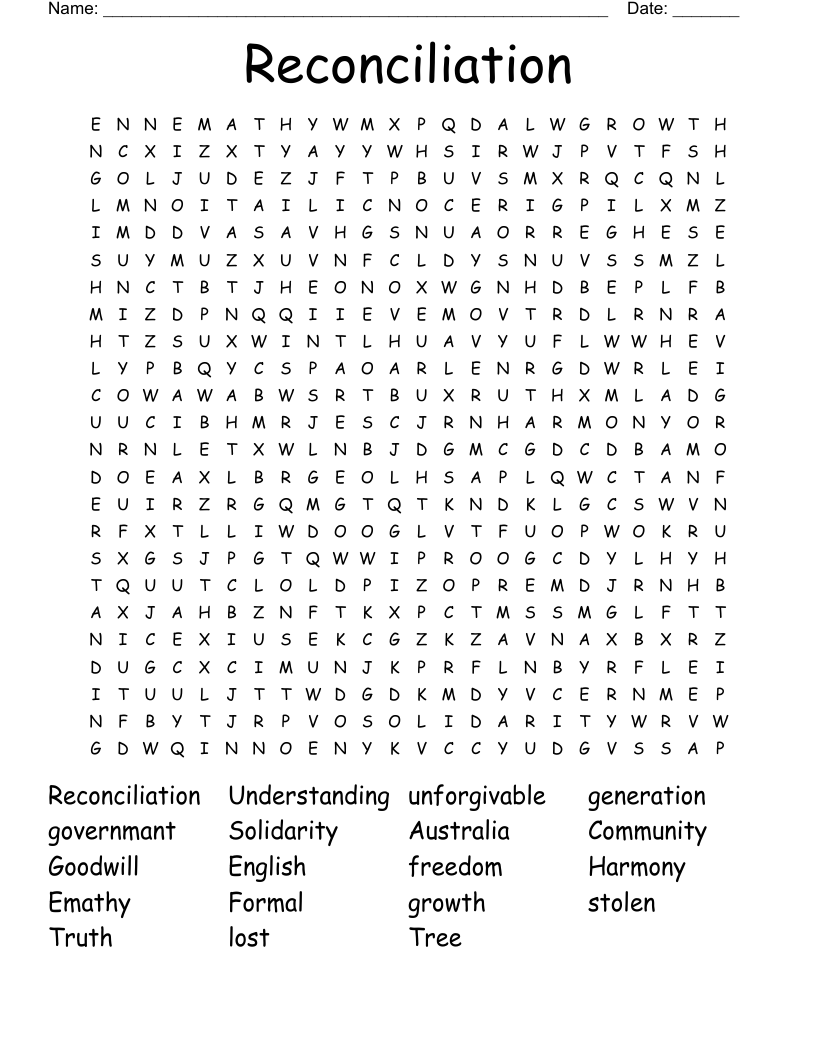 Reconciliation  Word Search