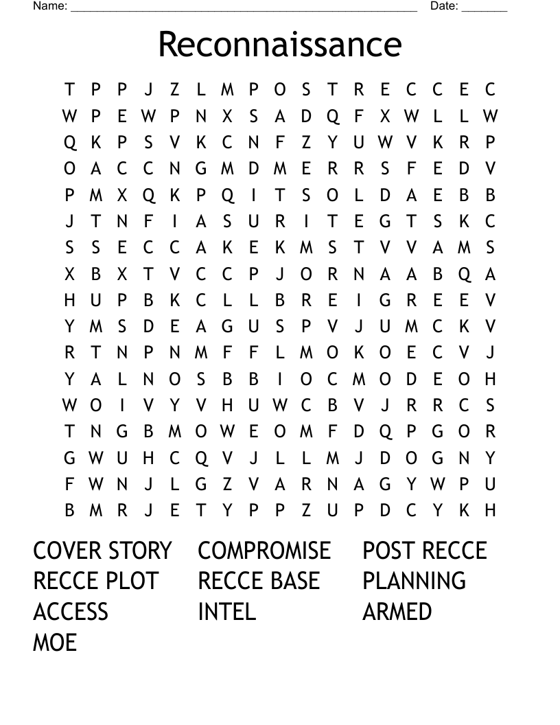 Reconnaissance Word Search