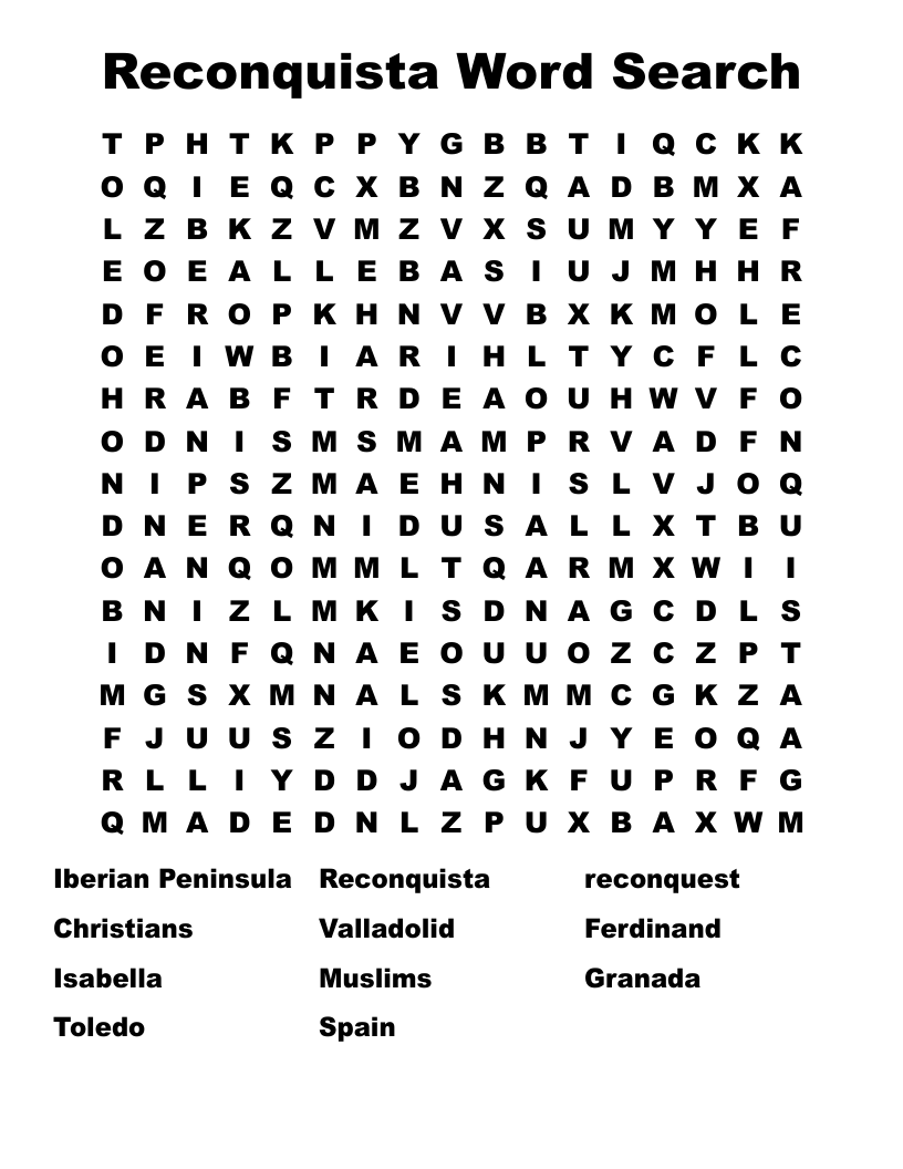 Reconquista Word Search 