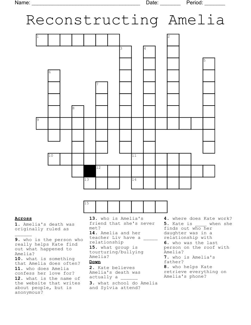 Reconstructing Amelia Crossword