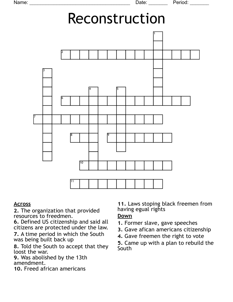 Reconstruction Crossword