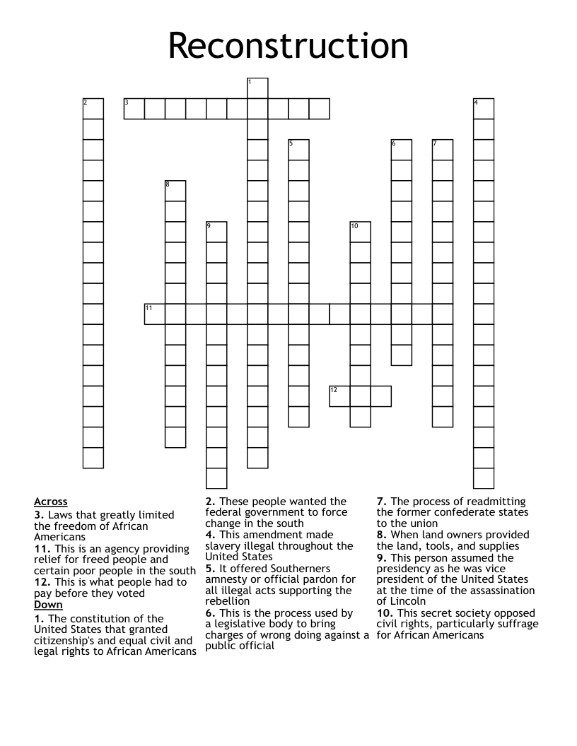 Reconstruction Crossword