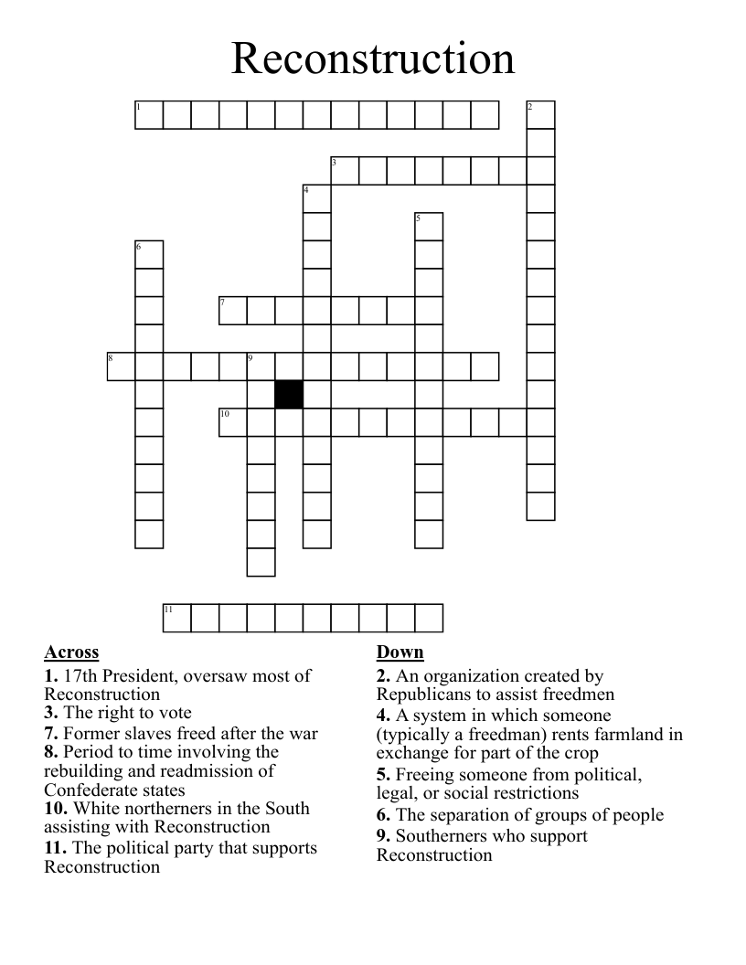 Reconstruction Crossword