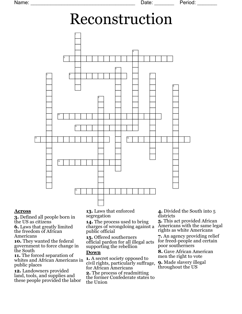 Reconstruction Crossword