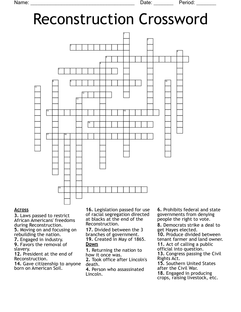 Reconstruction Crossword