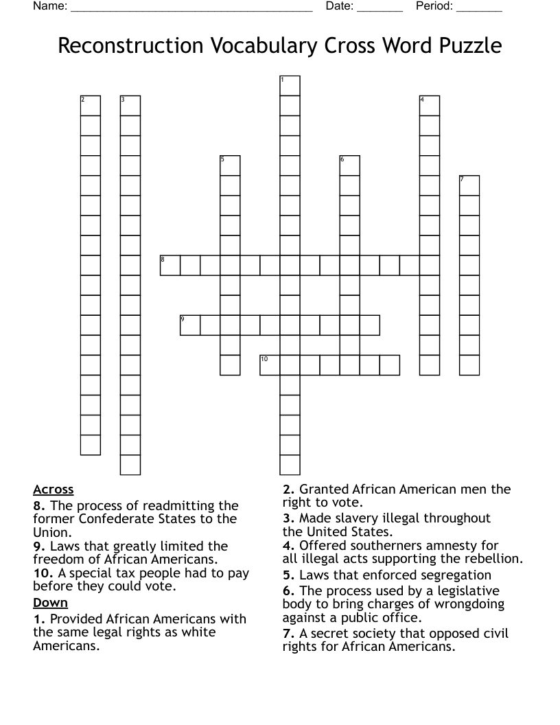 Reconstruction Vocabulary Cross Word Puzzle