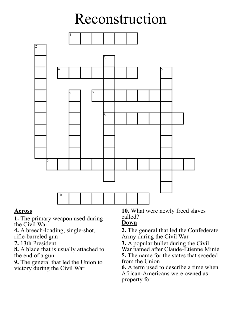 Reconstruction  Crossword