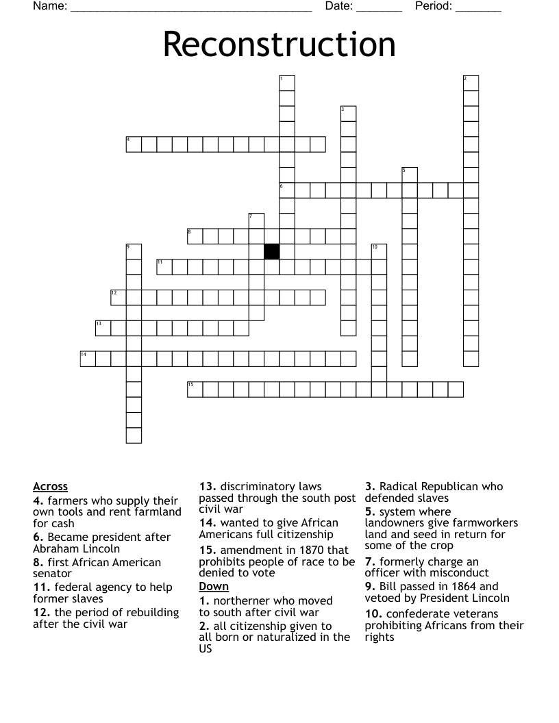 Reconstruction  Crossword