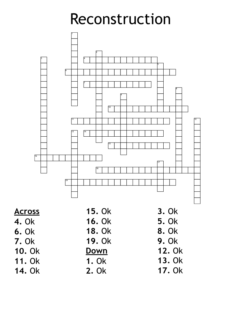 Reconstruction  Crossword