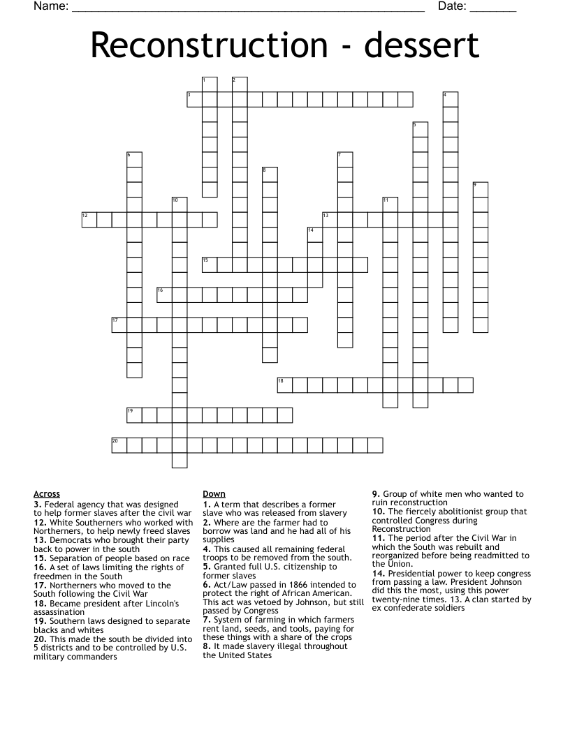 Reconstruction - dessert Crossword