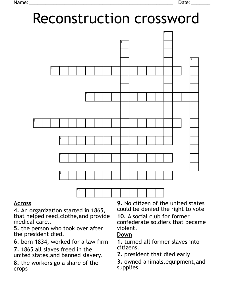Reconstruction crossword