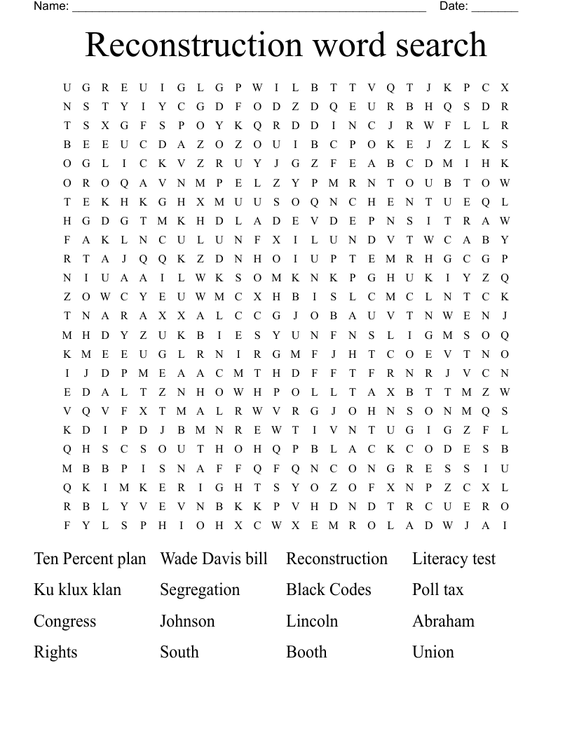 Reconstruction word search