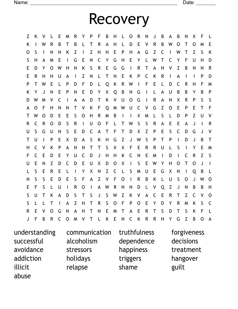 Recovery Word Search