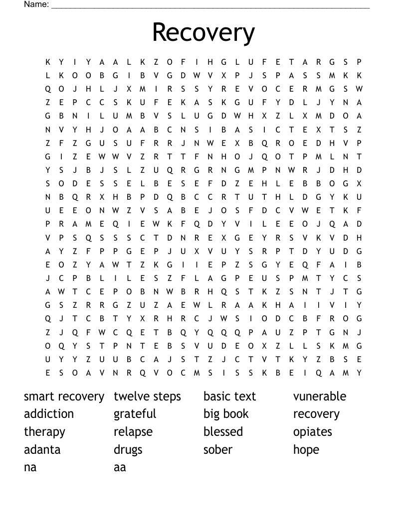 Recovery Word Search