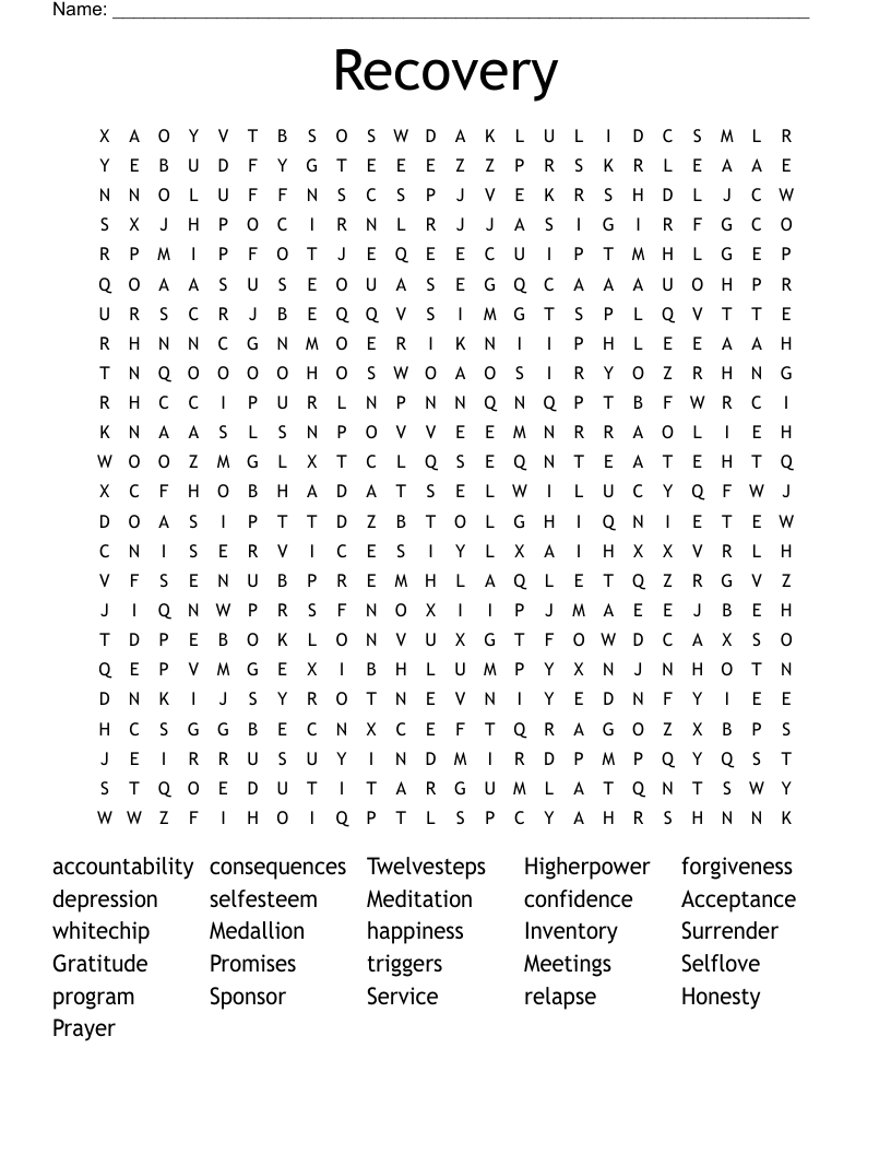 Recovery Word Search