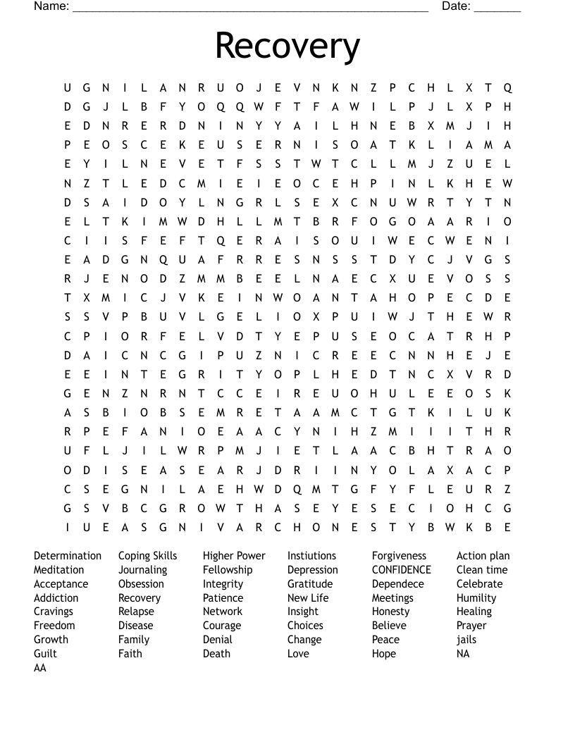 Recovery Word Search