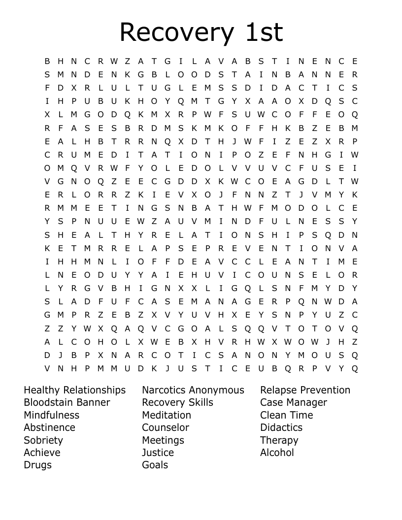 Recovery 1st Word Search