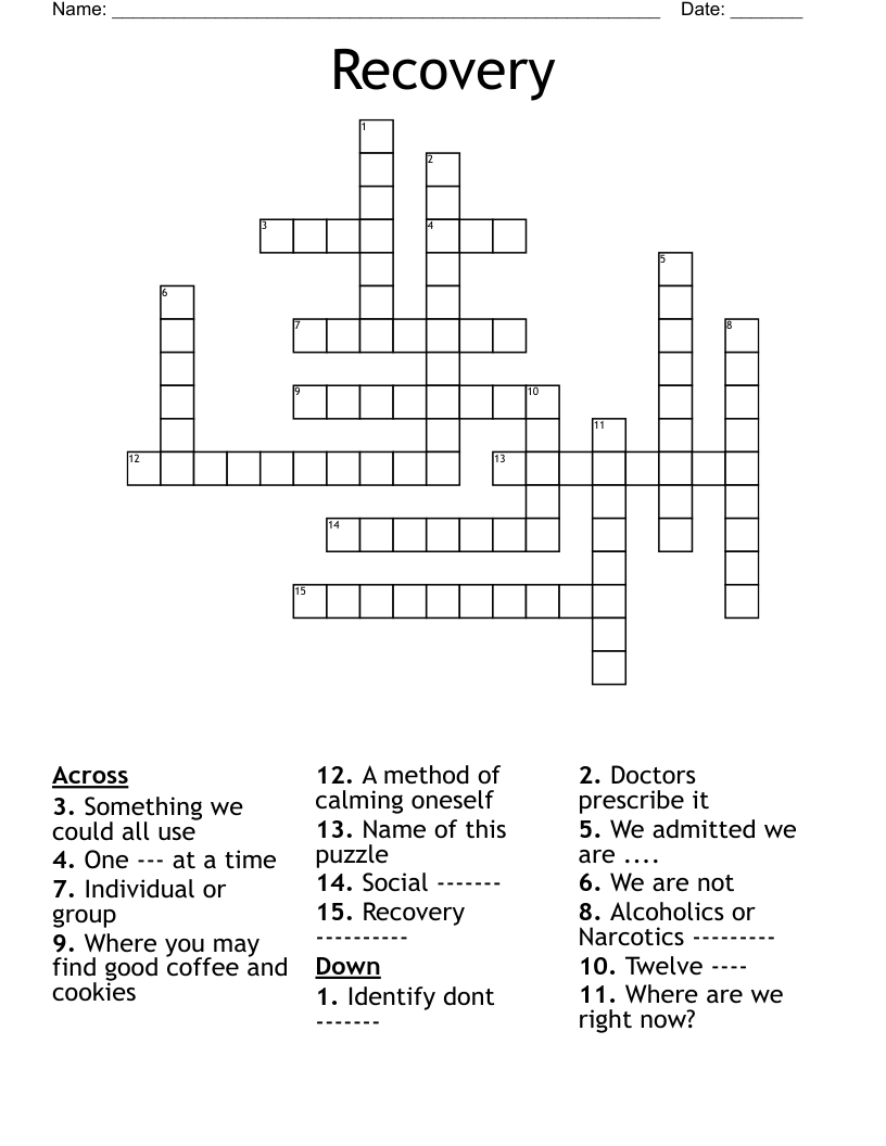 Recovery Crossword