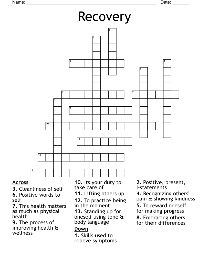 Recovery Crossword