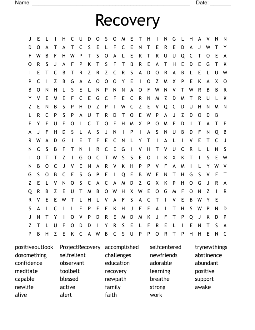 Recovery Word Search