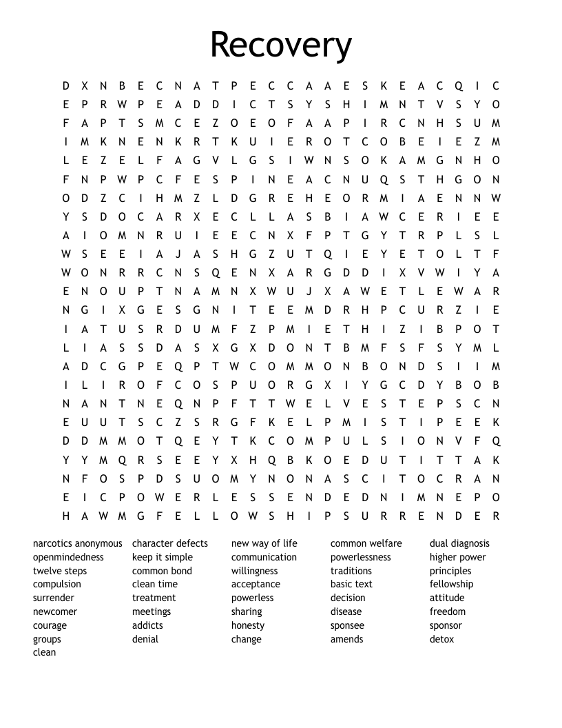 Recovery Word Search