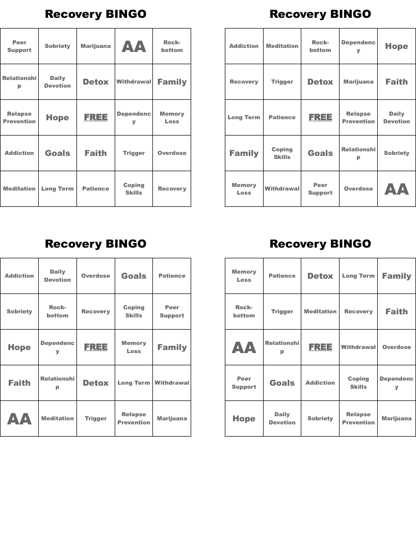 Recovery BINGO