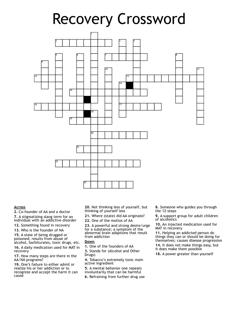 Recovery Crossword