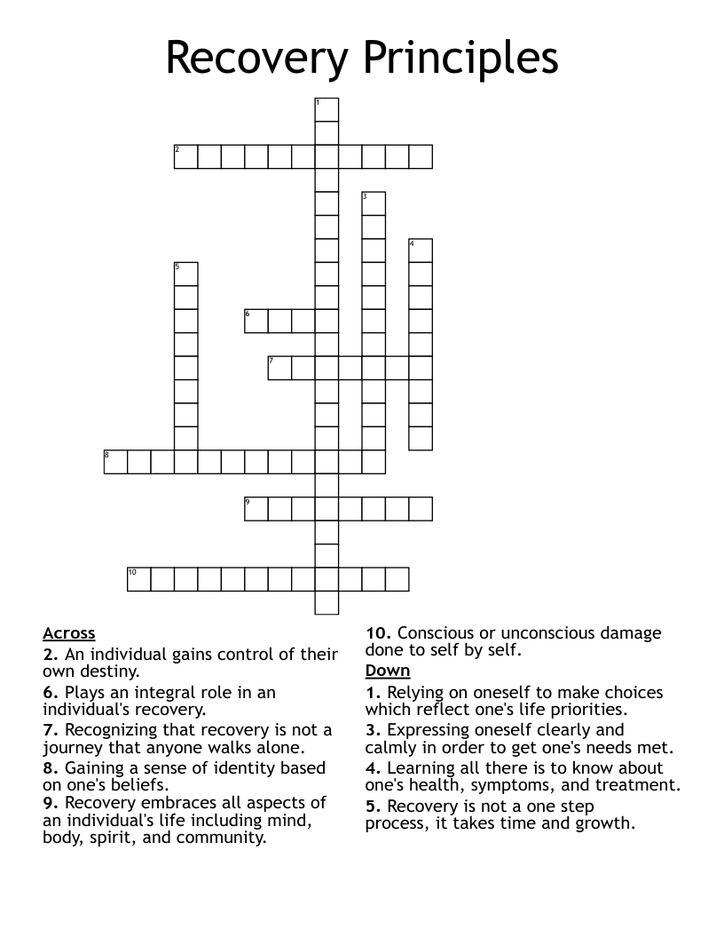 Recovery Principles Crossword